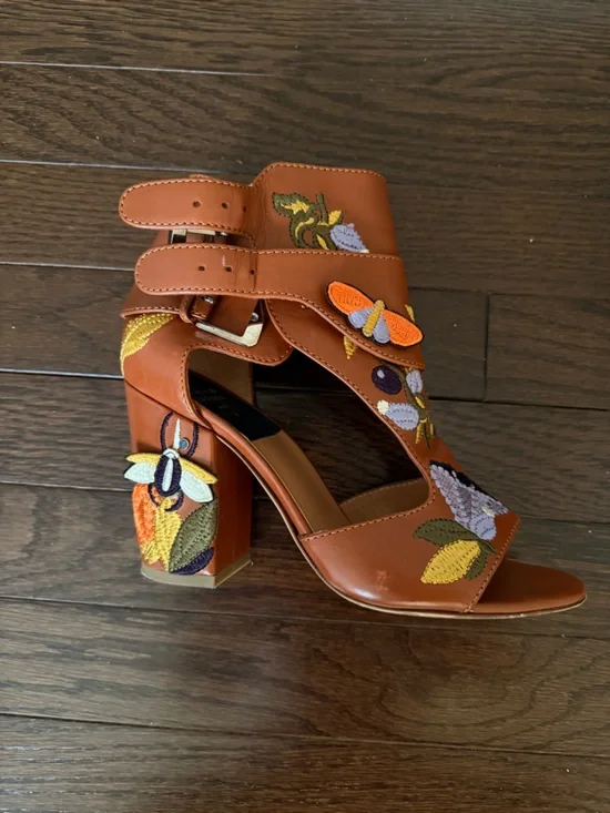 Laurence Dacade Brown Leather Floral Sandals Size 37 - Picture 2 of 11